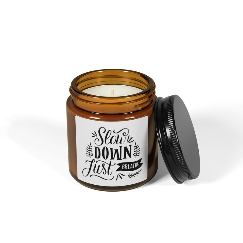 Slow Down, Just Breathe – Scented Candle (Amber Jar)